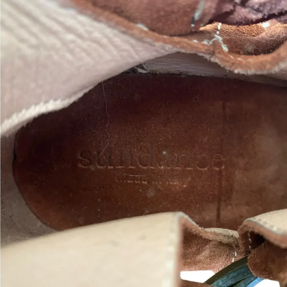 Sundance Pienza Rust Brown Suede Ankle Open Toe Booties size 8 size 38